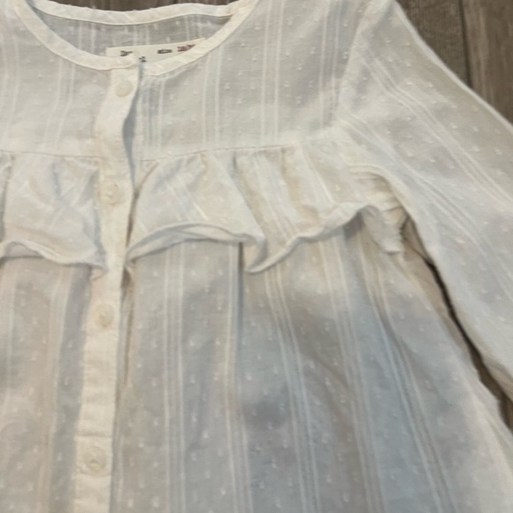 ZARA Baby Girl White Top 18-24 Months Swiss Dot Blouse Shirt Long Sleeves - Picture 5 of 5